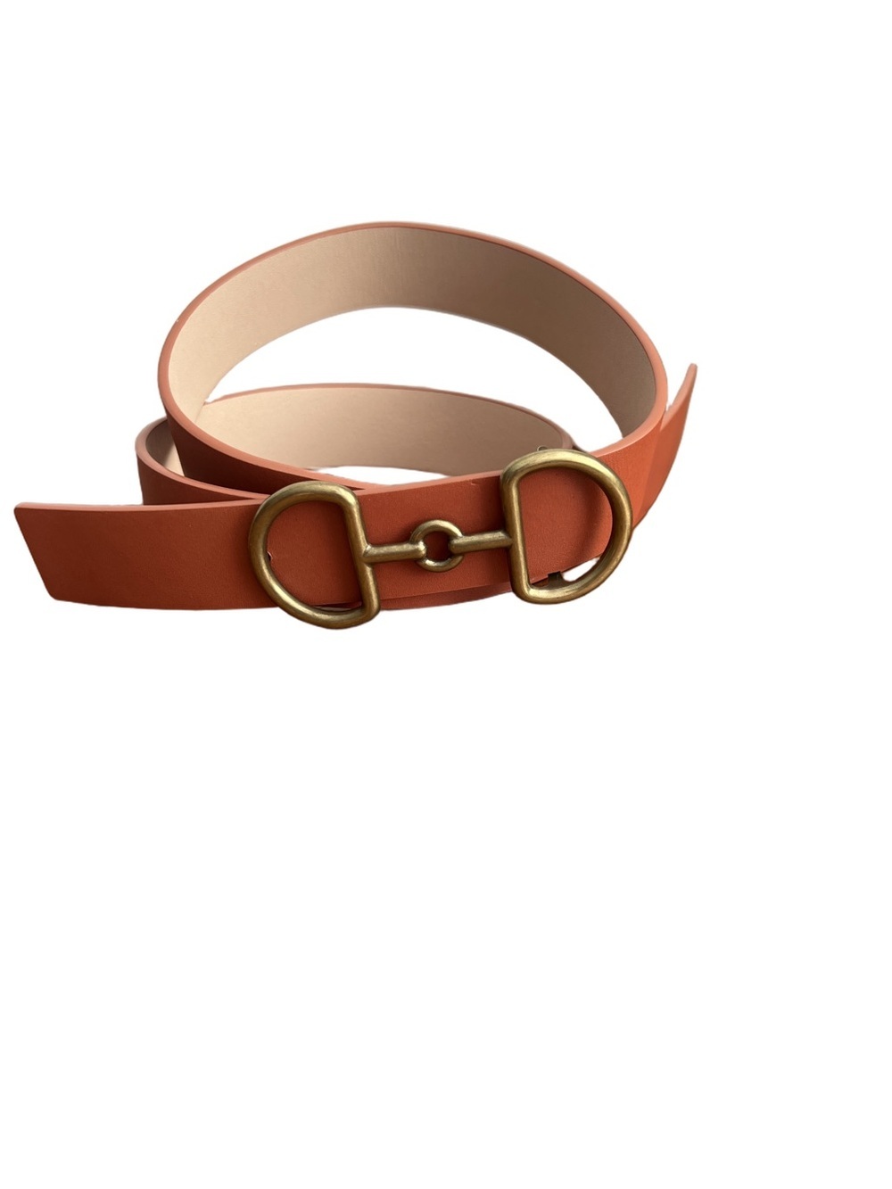 Auxiliary Terracotta Leather Waist Belt with Gold Horsebit -NWOT